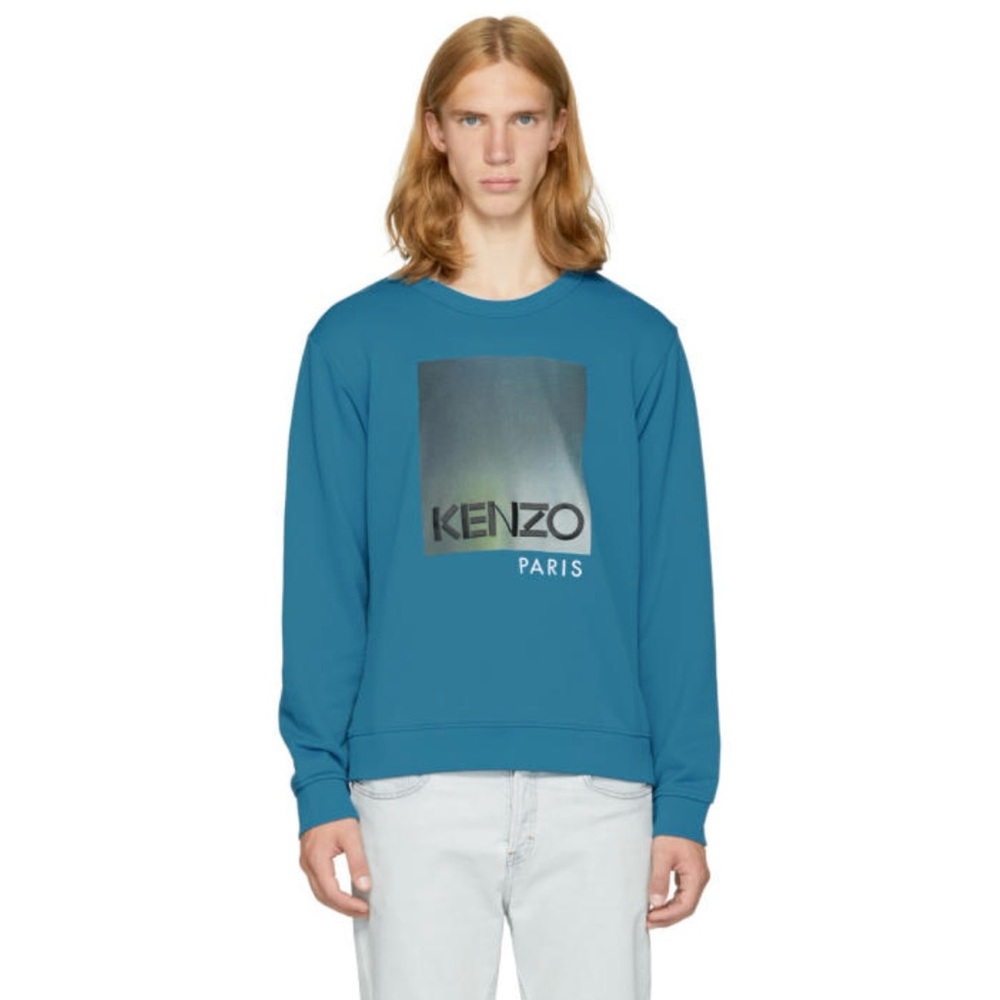 Kenzo Teal Blue Logo Crewneck Sweatshirt